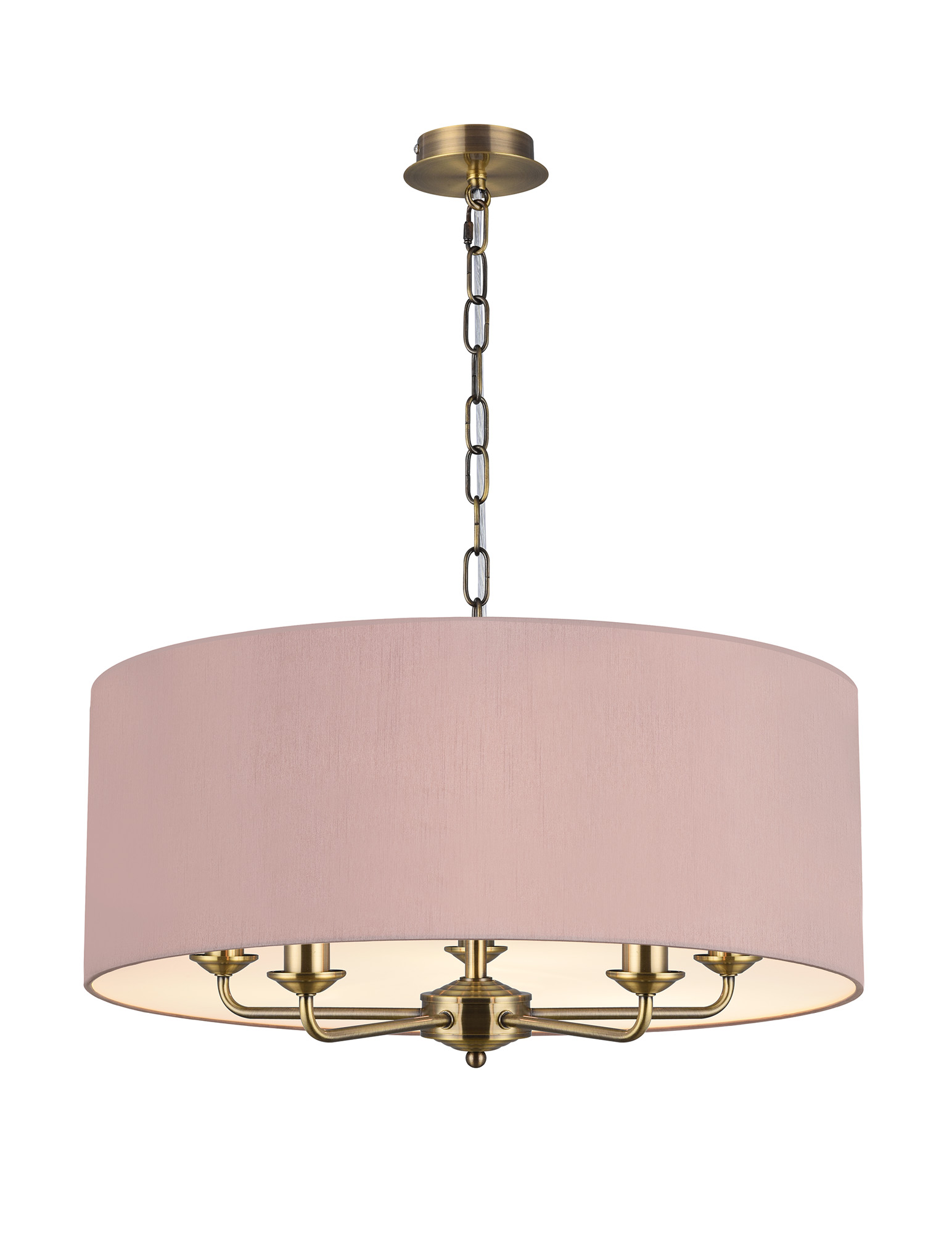 DK0664  Banyan 60cm 5 Light Pendant Antique Brass, Taupe/Halo Gold